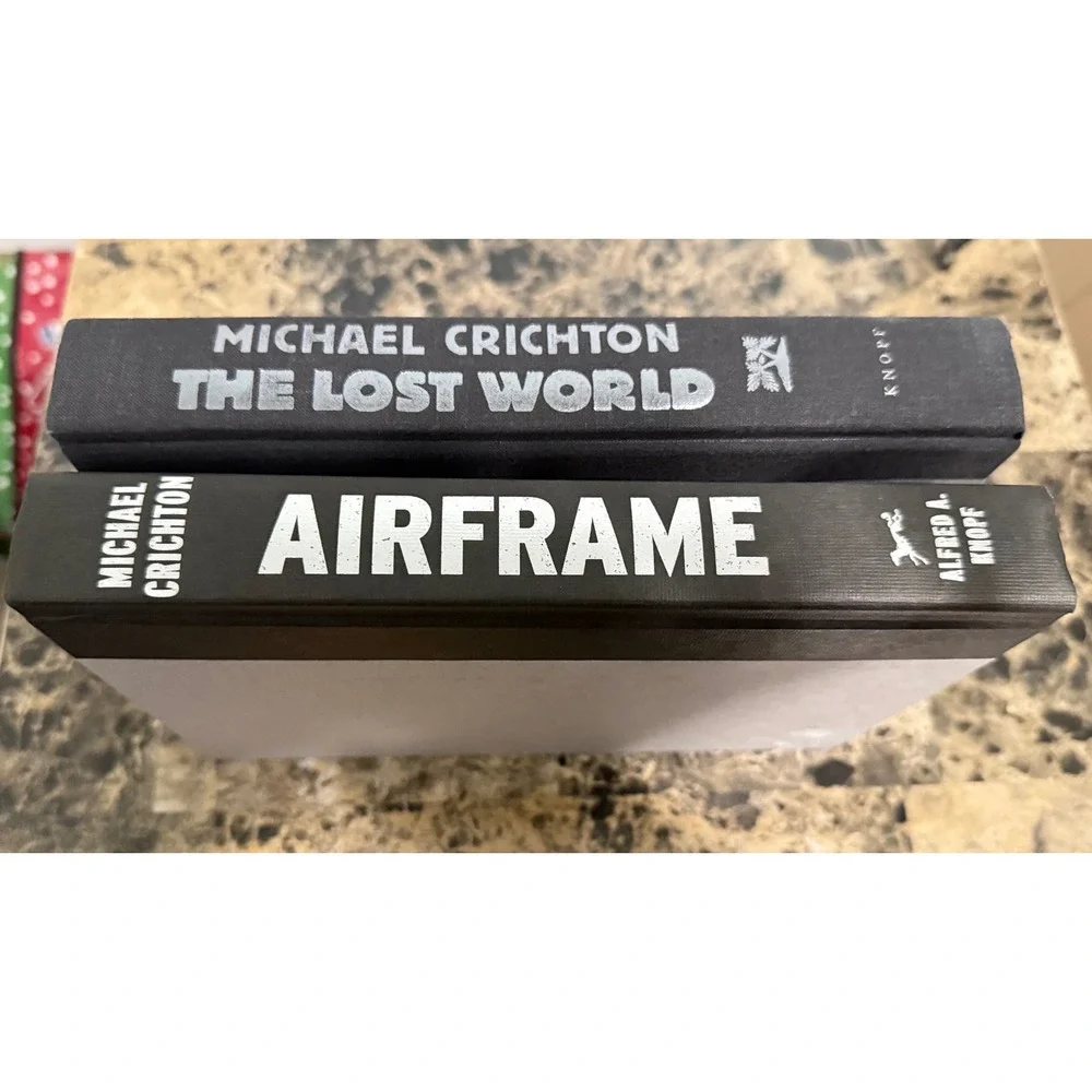 Michael Crichton Hardcover Book Set The Lost World and Airframe Editions